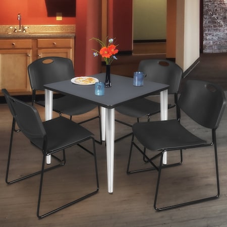 Regency Kahlo Square Table & Chair Sets, 36 W, 36 L, 29 H, Wood, Metal, Polypropylene Top, Grey TPL3636GYCM44BK